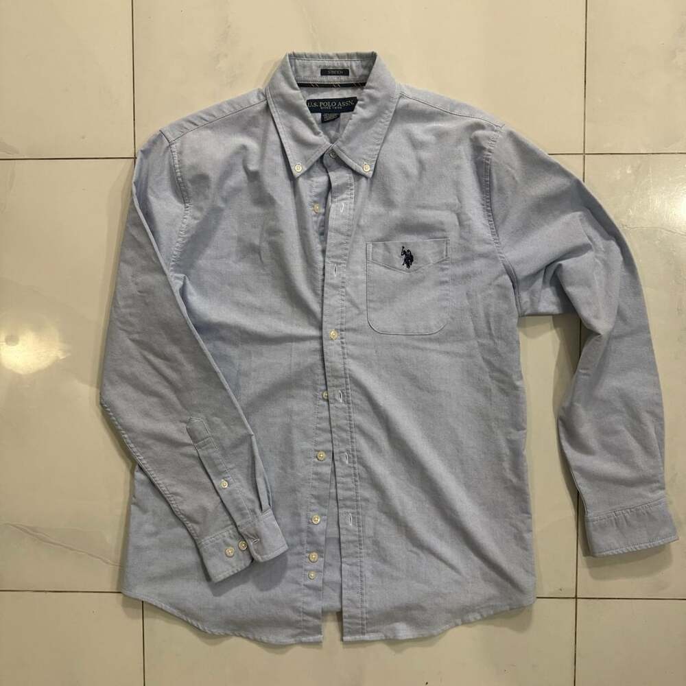 Vintage U.S. Polo Assn. Long Sleeve Oxford Shirt Blue Stretch